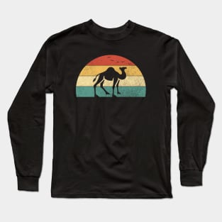 Sunset Camel Landscape Savanna vintage retro Long Sleeve T-Shirt